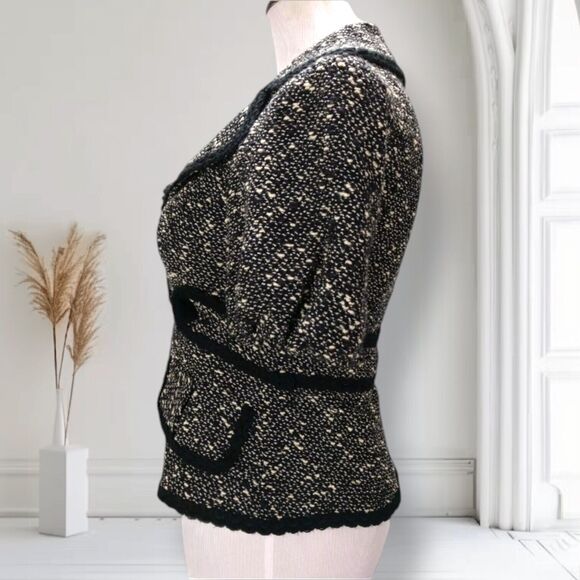 Vintage Nanette Lepore Boucle Tweed Blazer Size XS Acrylic Wool 90s Does 40s - Picture 3 of 10